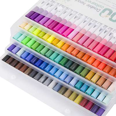 100 color 80 60 40 Art Markers Double-headed color Pen Set Color Soft Brush Children Hook Line Painting Watermark Marker